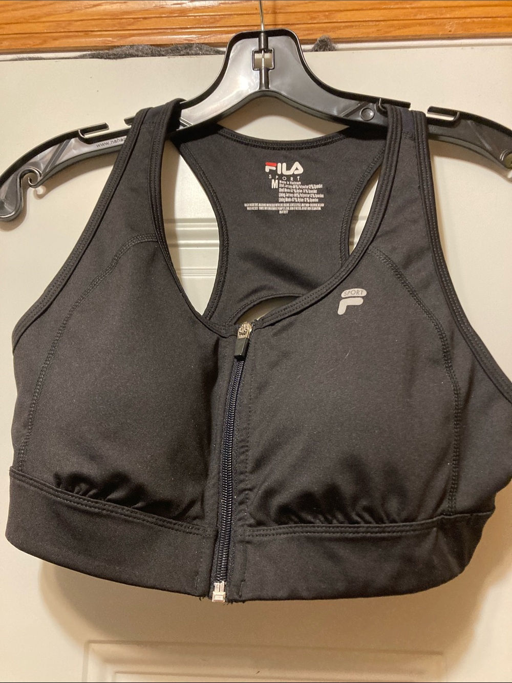 Fila Black Front Zip Racerback Sports Bra M